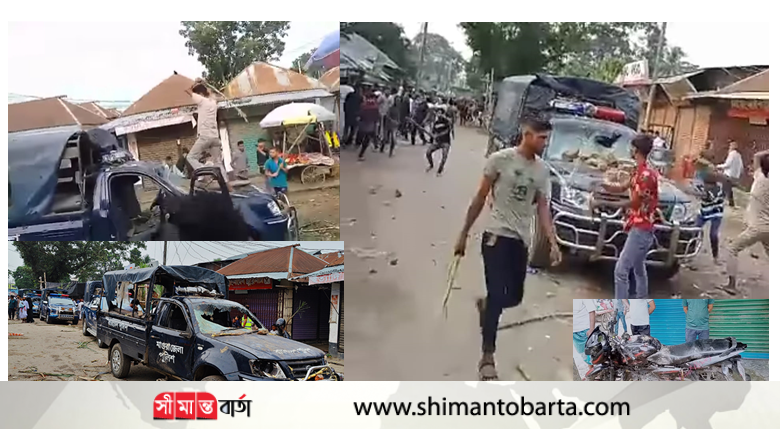 মাগুরায় পুলিশের গাড়ি বিএনপি হামলায় ৬ পুলিশ আহত