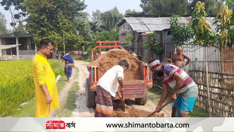 বিরামপুরের দিওড় ইউনিয়নে মন্দিরের রাস্তা সংস্কার